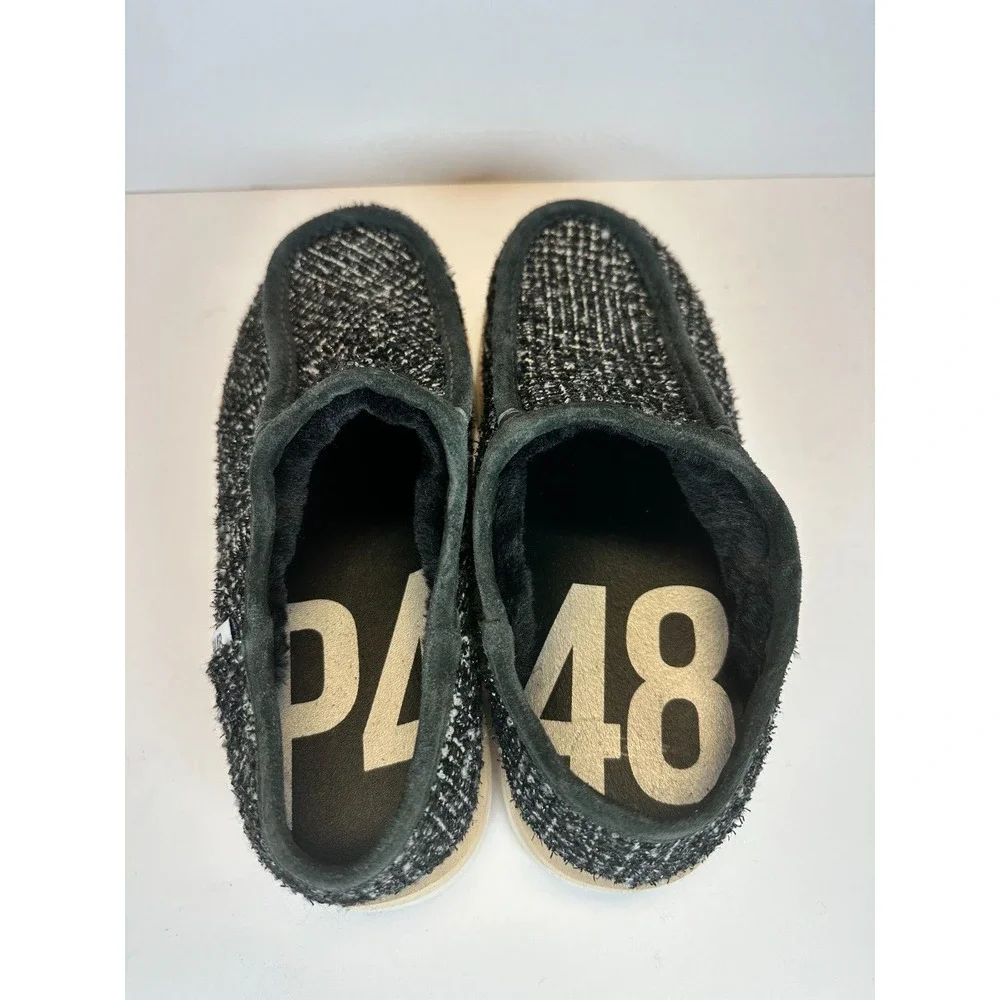 P448 S22 Palermo Women Size 39 Black White Tweed Vibram Sole Loafer